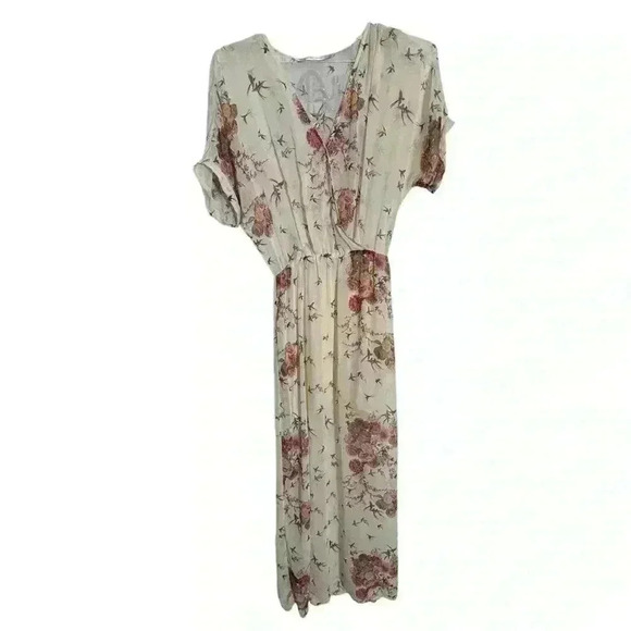Zara Flower Print Flowy Dress Xs - Picture 1 of 3